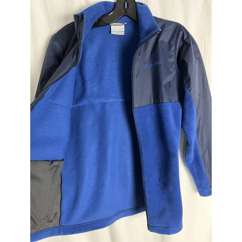 COLUMBIA Boys‎ Youth Blue Hybrid Overlay Fleece Jacket Size L (14-16)